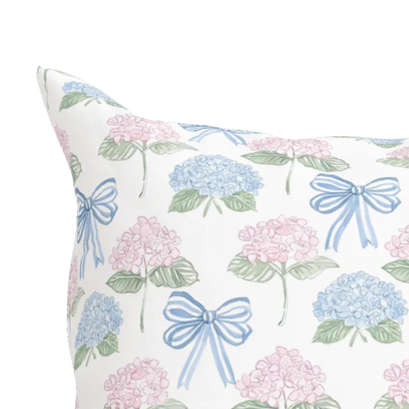 Floral Bow Pillow in Hydrangea Hills - The Mayfair Hall