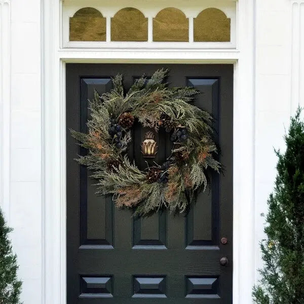 Faux 24 Inch Pine Wreath W/ Pine Cones & Blueberries - The Mayfair Hall