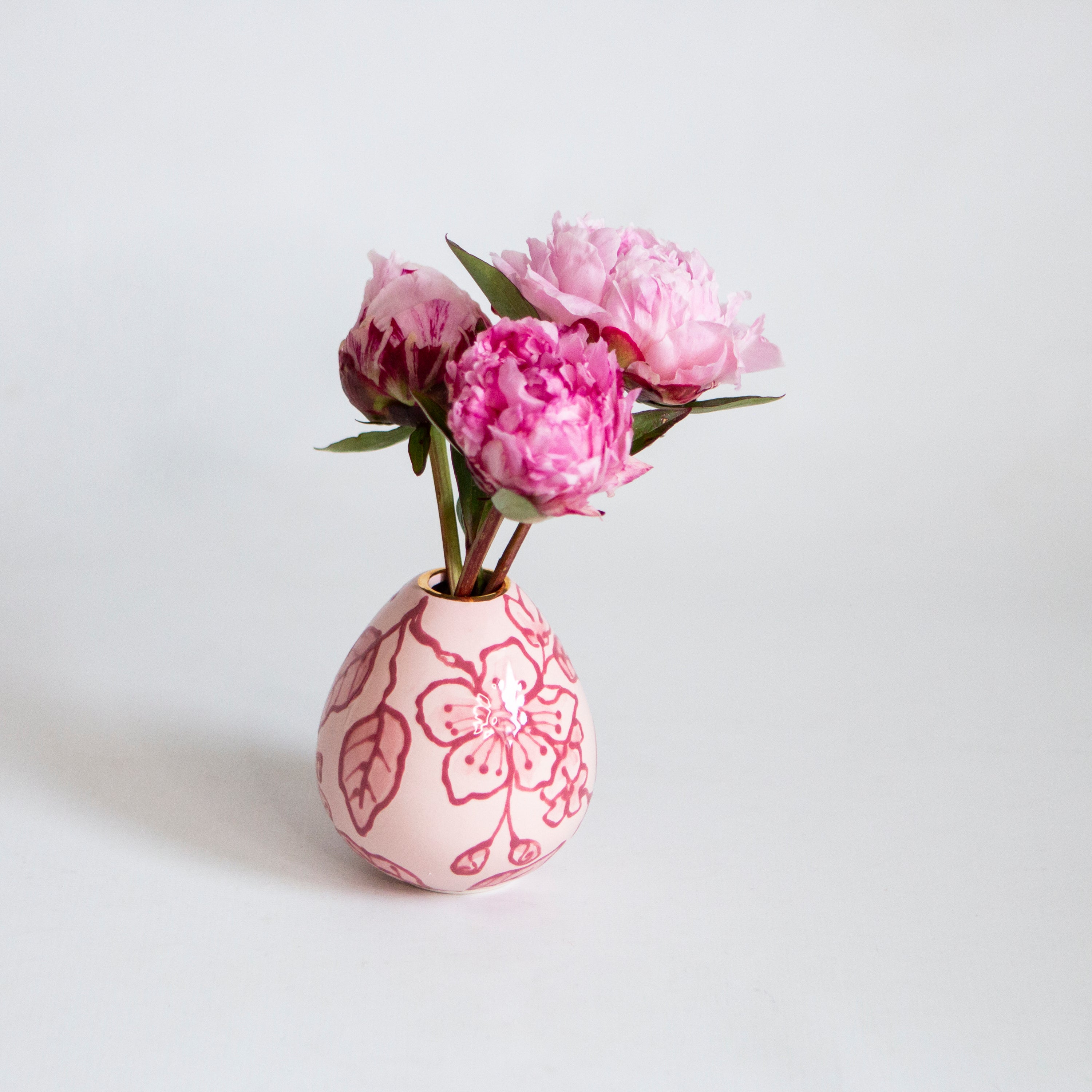 Pink Blossom Chinoiserie Fleur Bud Vases