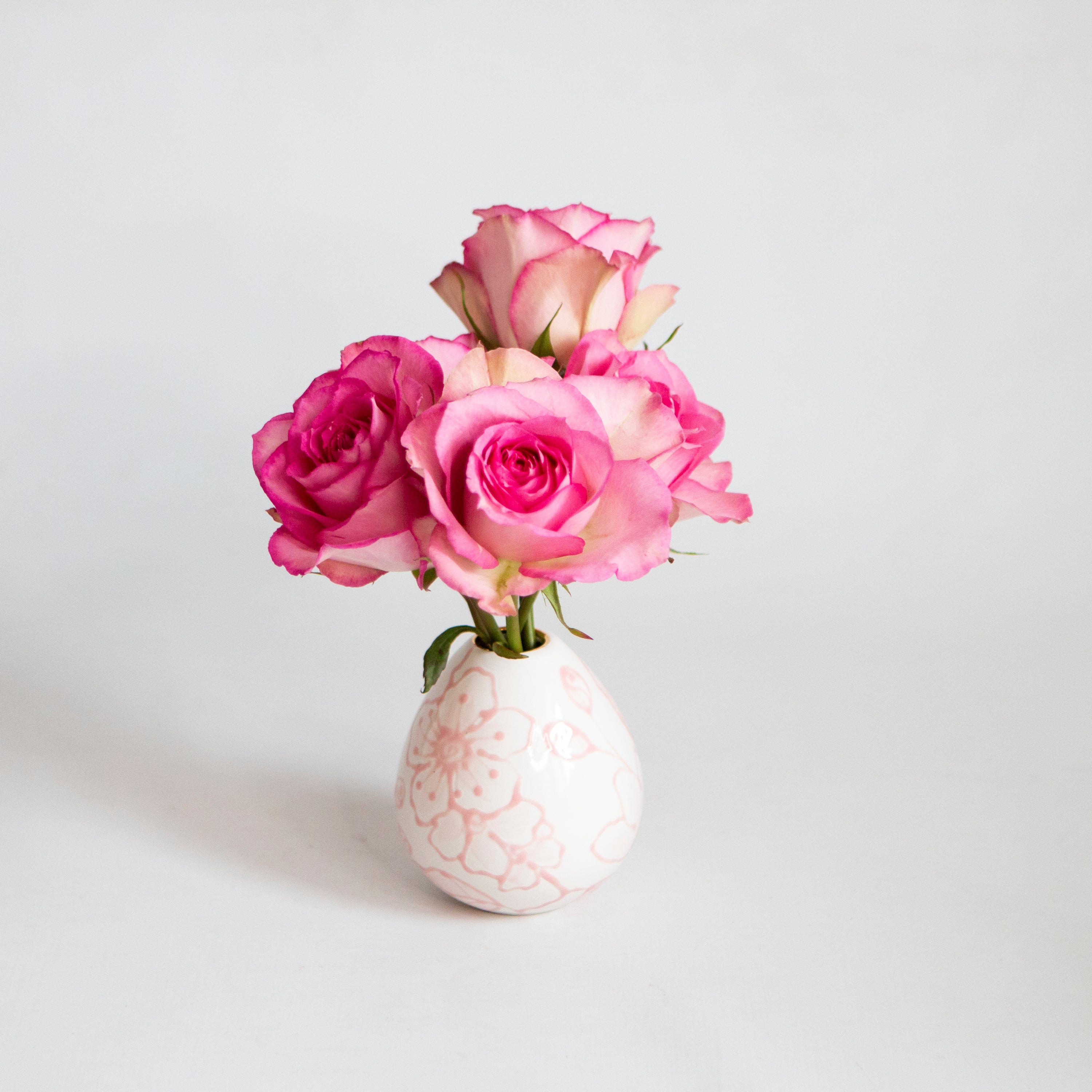 Pink Blossom Chinoiserie Fleur Bud Vases