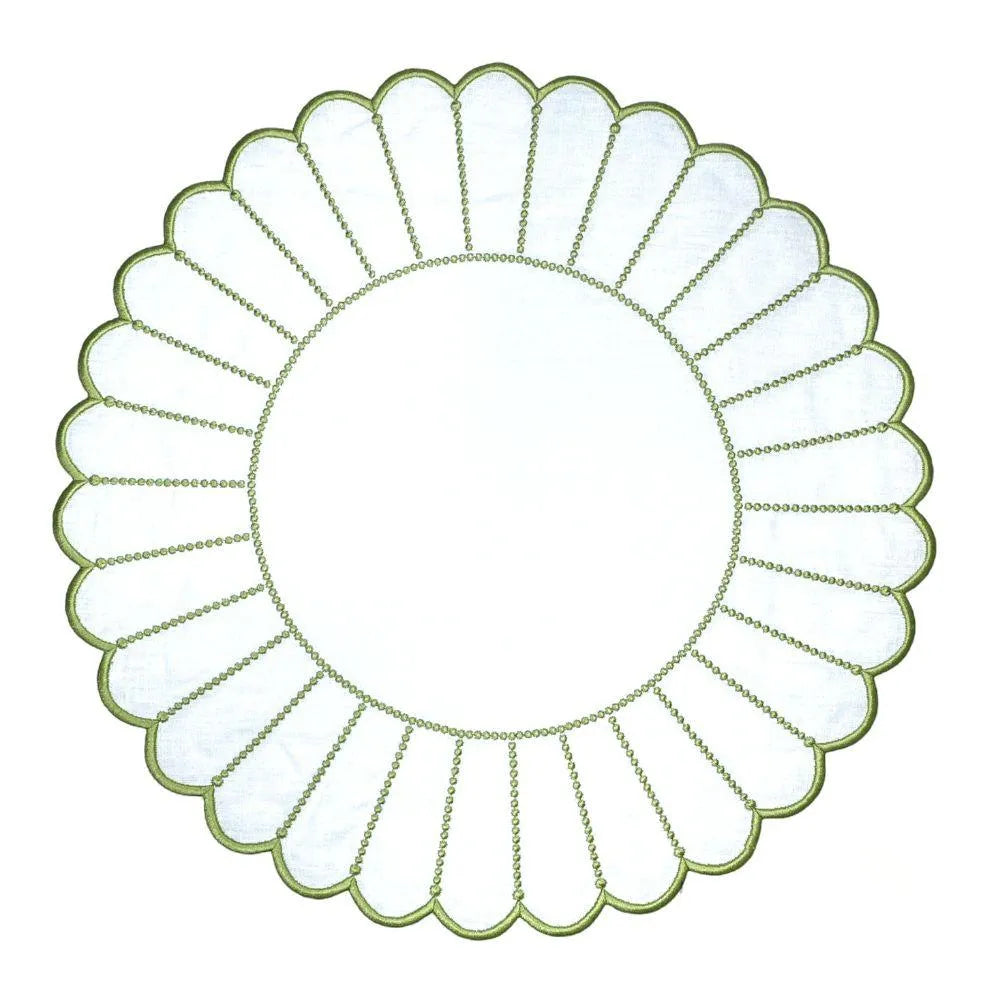 Flying Sheep Country Studio Collection: Pippa Placemat - White/Green (Set of 4)