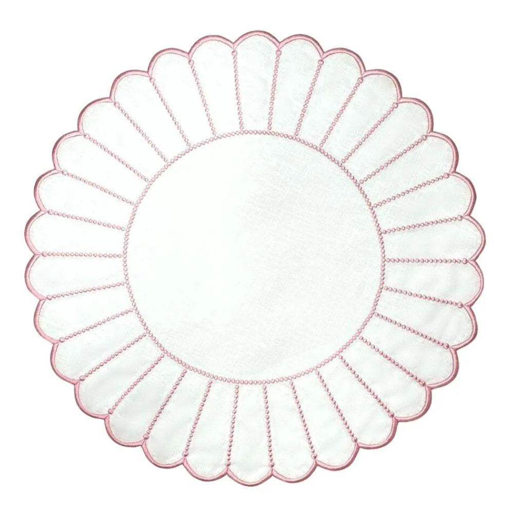Flying Sheep Country Studio Collection: Pippa Placemat - White/Pink (Set of 4)