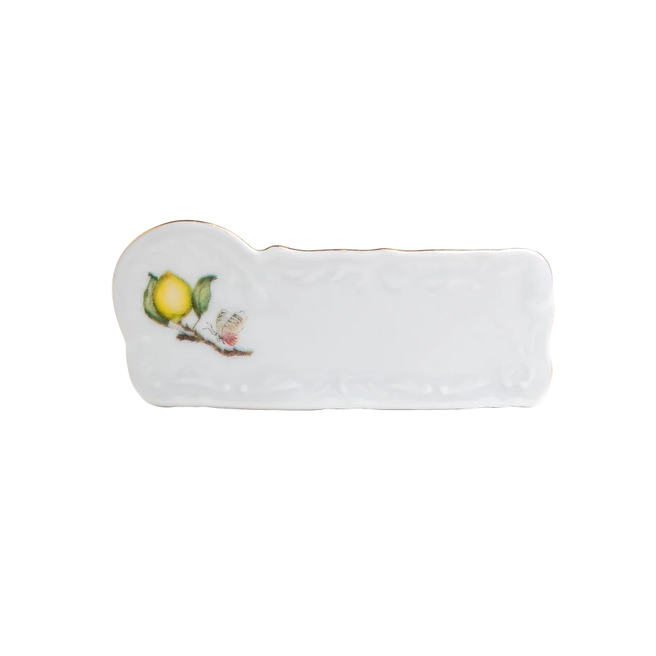 Limoeiro Porcelain Place Card Holder with Gold Accents by Tania Bulhões