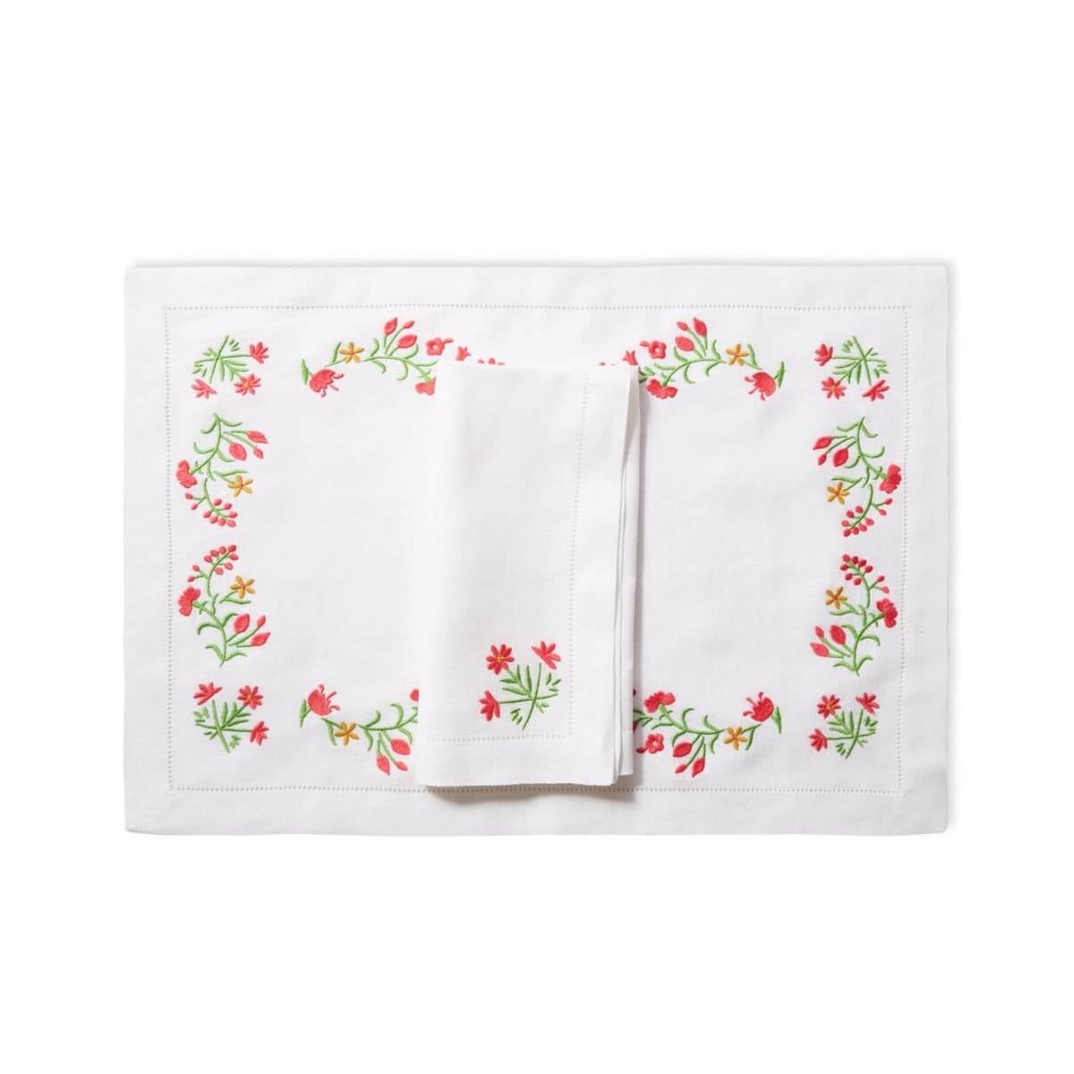 Primavera Embroidered Linen Placemats by Isla Capricho — Set of 4