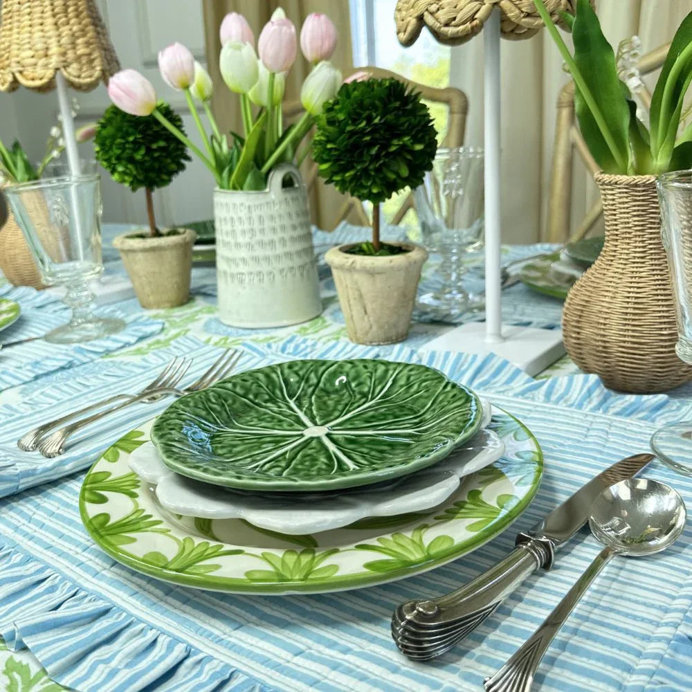 Blue Stripes - Quilted Placemats with Ruffle - Set of 4 - The Mayfair Hall