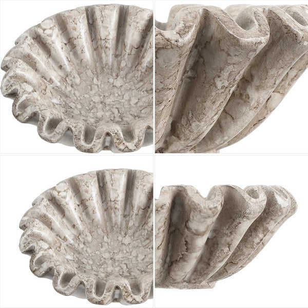 Soho Resin Ruffle Bowl in Greige (Set of 2)