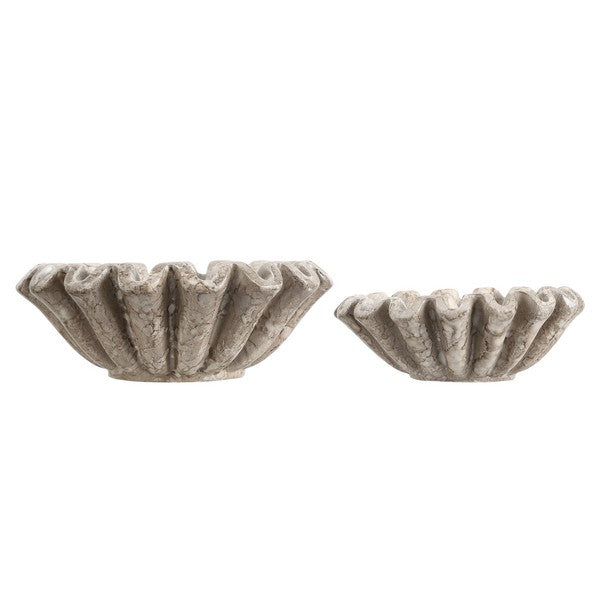 Soho Resin Ruffle Bowl in Greige (Set of 2)