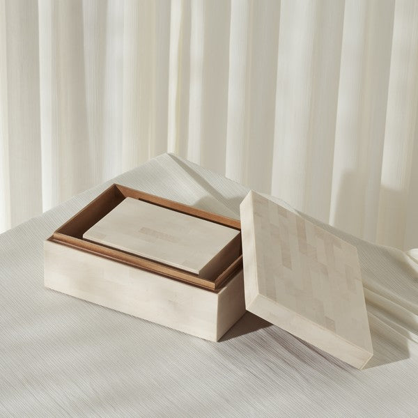 Sabi Decorative Box in Antique Ivory and Faux Bone (Set of 2)
