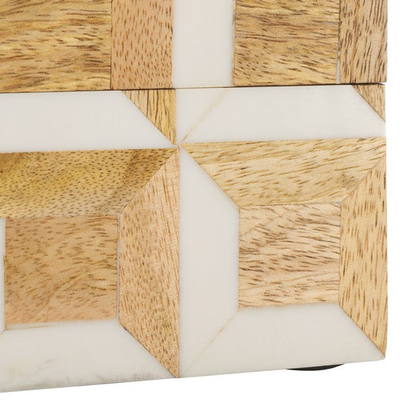 Aria Decorative Box in Antique Ivory and Natural Brown (Set of 2)