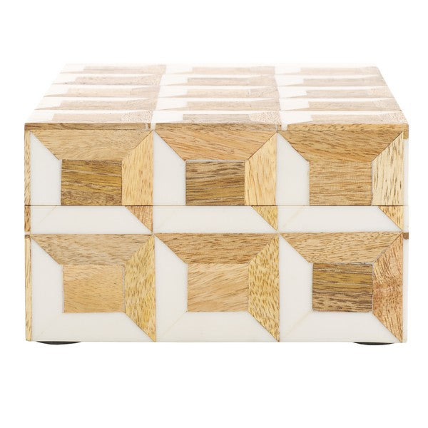 Aria Decorative Box in Antique Ivory and Natural Brown (Set of 2)