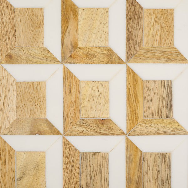 Aria Decorative Box in Antique Ivory and Natural Brown (Set of 2)