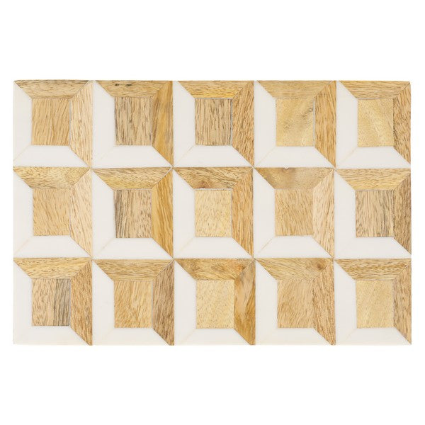 Aria Decorative Box in Antique Ivory and Natural Brown (Set of 2)