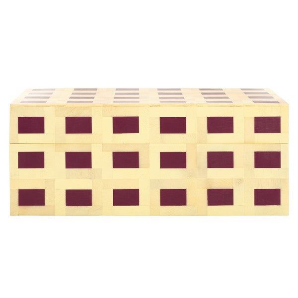 Sati Resin Decorative Box in Yellow and Burgundy (Set of 2)