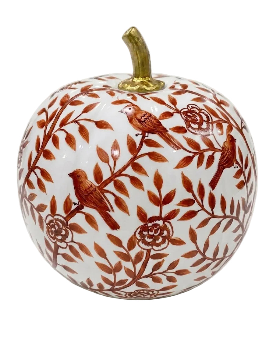 Rusty Red Bird & Vine Pumpkin