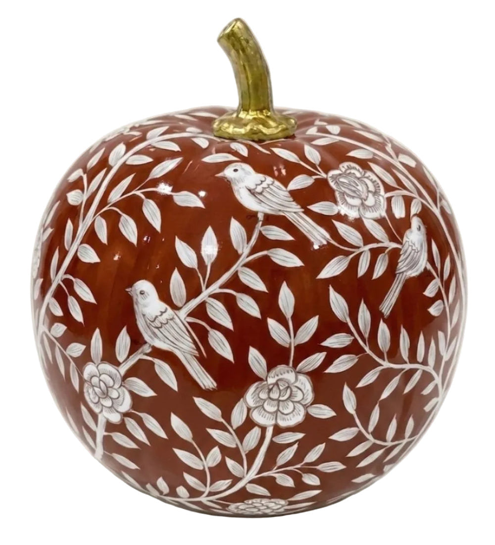 Rusty Red Bird & Vine Silhouette Pumpkin
