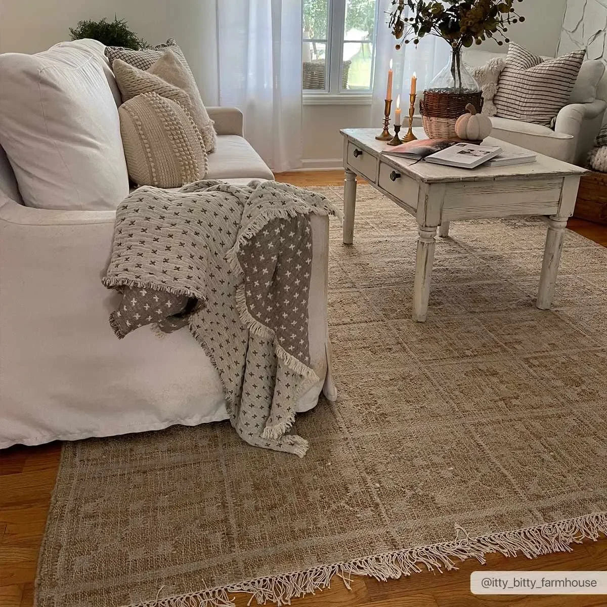 Rice Jute Carpet in Cream and Tan