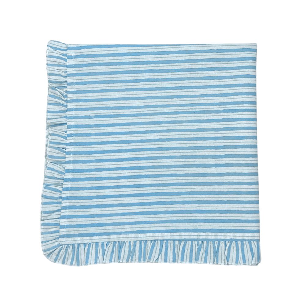 Blue Stripes with Ruffle - Napkin - Set of 4