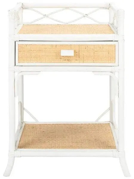 Safavieh Rumi White-Natural 1 Drawer 1 Shelf Nightstand