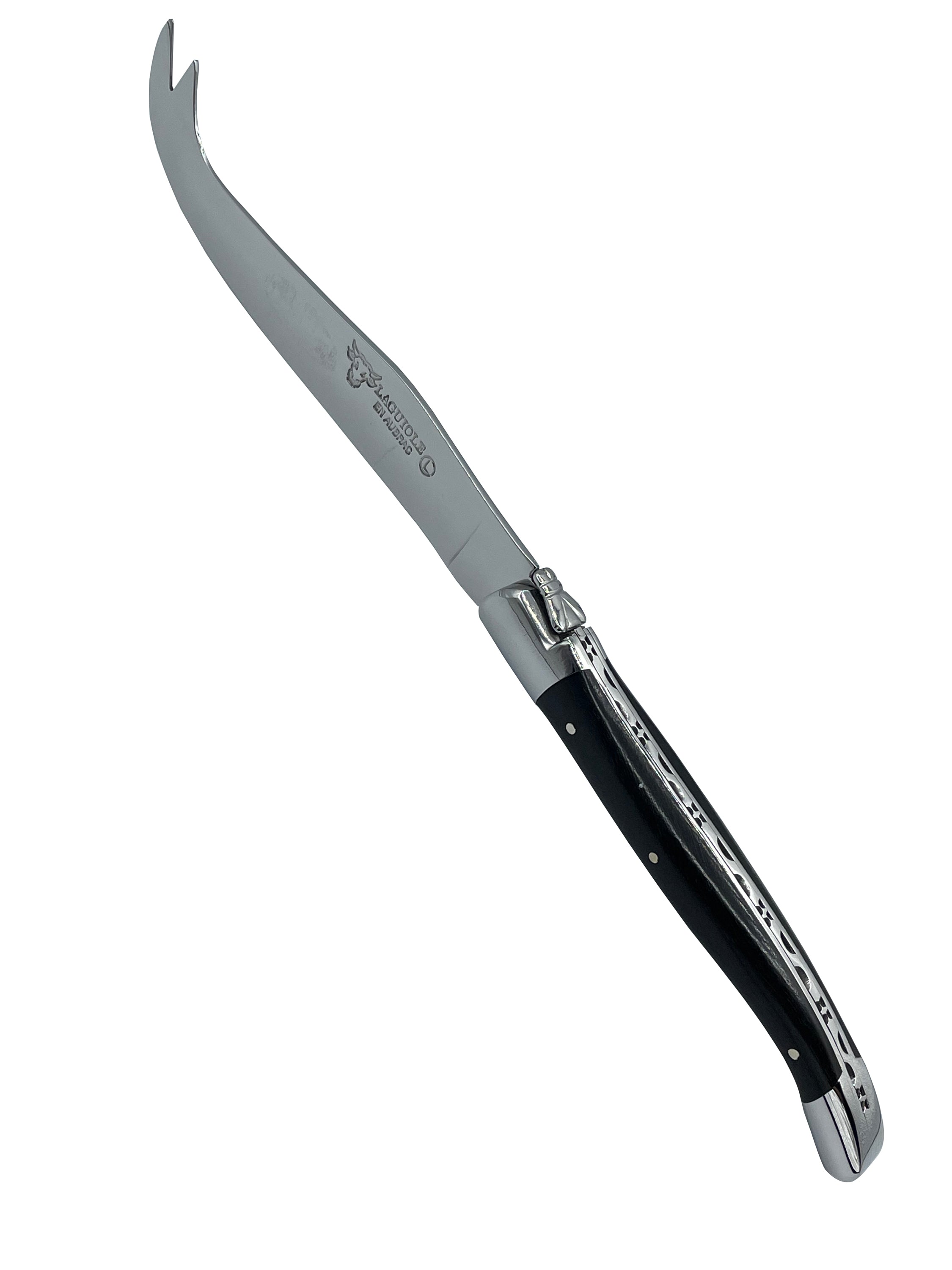 Laguiole en Aubrac Handcrafted 3-Piece Cheese Knife Set with Ebony Wood Handles