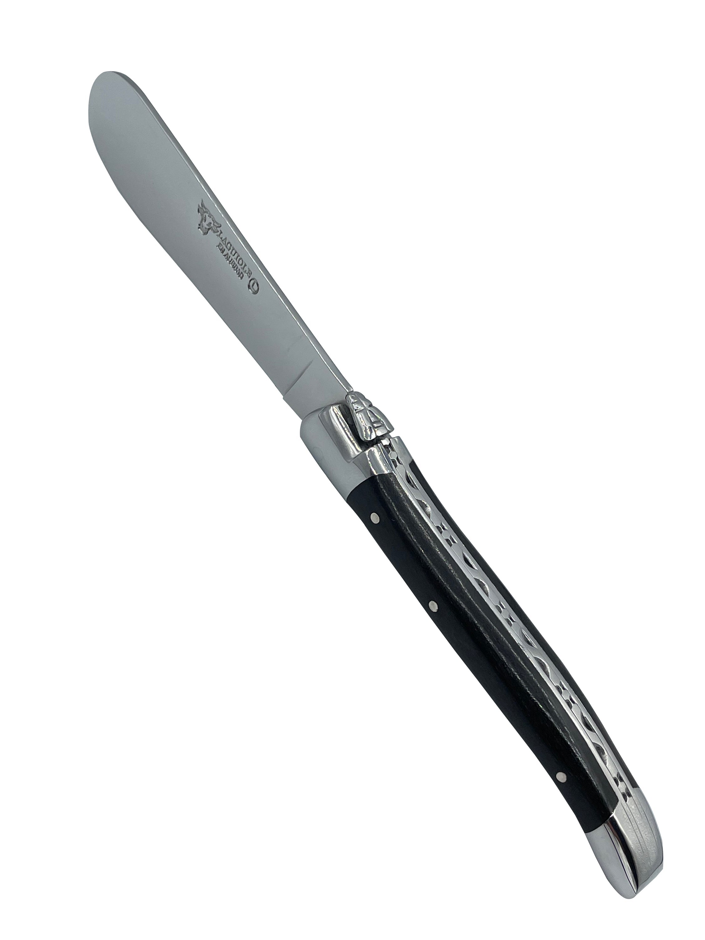Laguiole en Aubrac Handcrafted 3-Piece Cheese Knife Set with Ebony Wood Handles