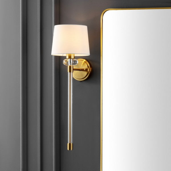 Athene Acrylic Wall Sconce in Brass Gold (Set of 2)