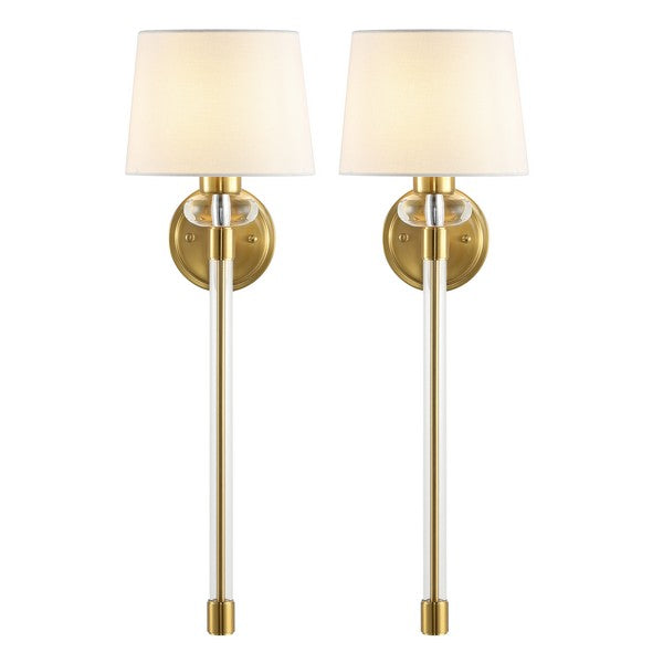 Athene Acrylic Wall Sconce in Brass Gold (Set of 2)