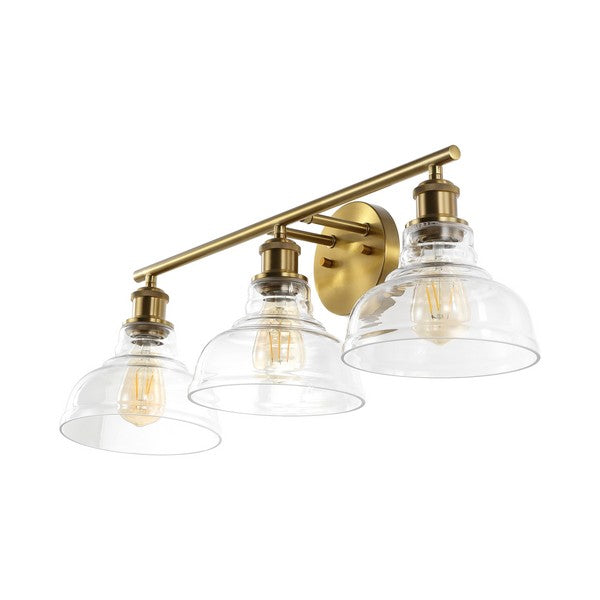 Calyna Wall Sconce 3 Lighting in Brass Gold with Glass Shades