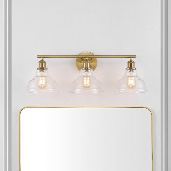 Calyna Wall Sconce 3 Lighting in Brass Gold with Glass Shades