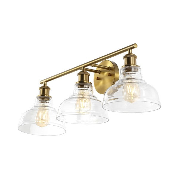 Calyna Wall Sconce 3 Lighting in Brass Gold with Glass Shades