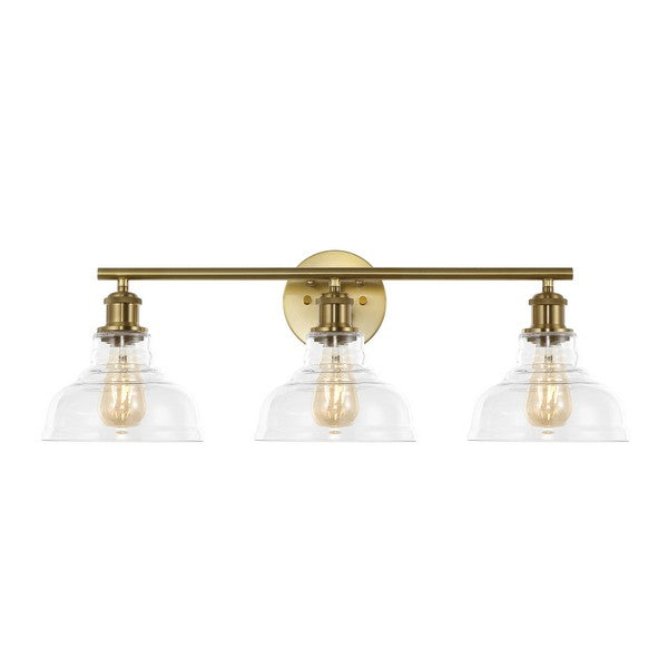 Calyna Wall Sconce 3 Lighting in Brass Gold with Glass Shades