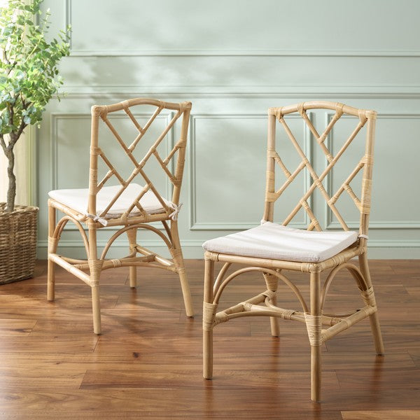 Chadale Rattan Dining Chair in Natural with Cream Cushion