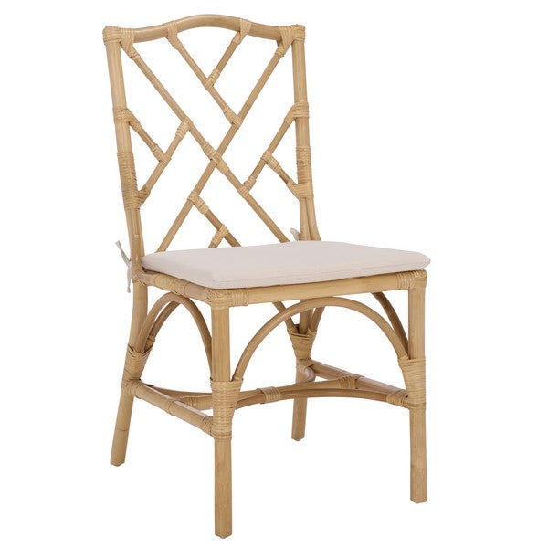 Chadale Rattan Dining Chair in Natural with Cream Cushion