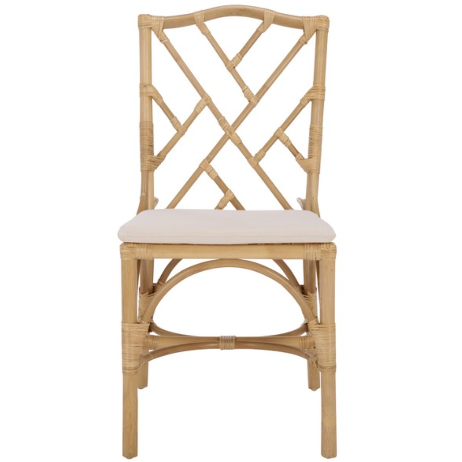 Chadale Rattan Dining Chair in Natural with Cream Cushion