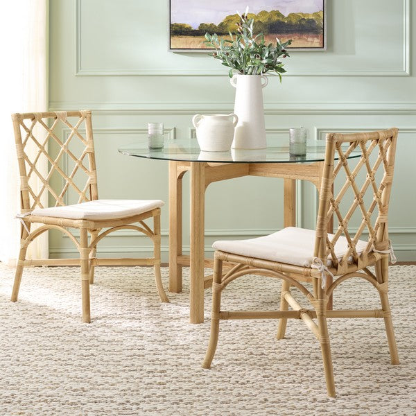 Haru Rattan Dining Chair in Natural and Cream (Set of 2)