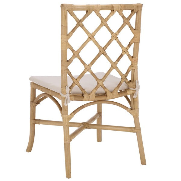Haru Rattan Dining Chair in Natural and Cream (Set of 2)
