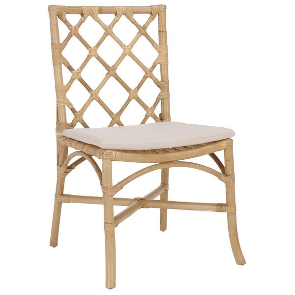 Haru Rattan Dining Chair in Natural and Cream (Set of 2)
