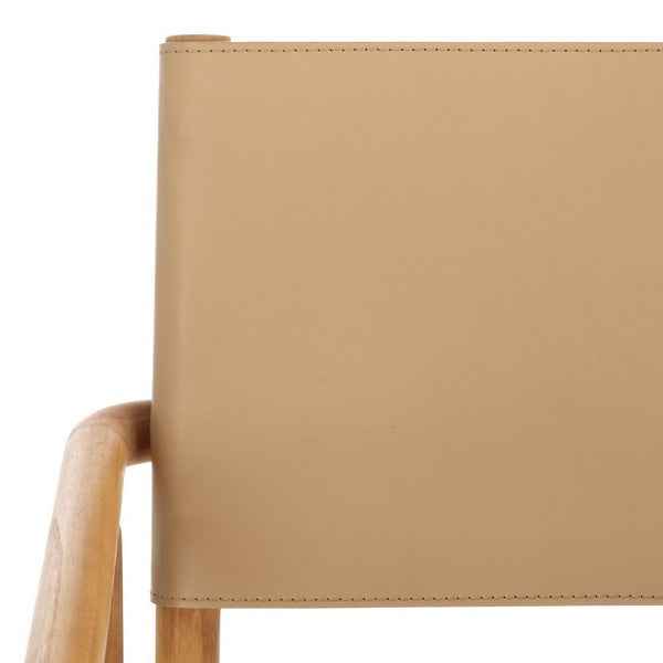 Hutson Leather Dining Chair in Tan with Sungkai Wood Frame