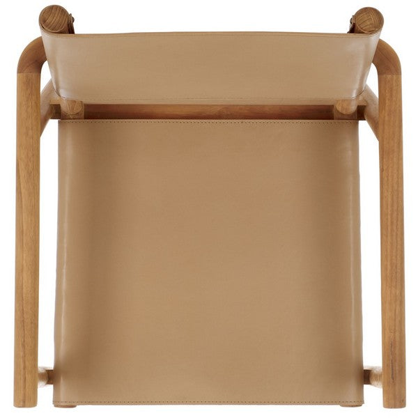 Hutson Leather Dining Chair in Tan with Sungkai Wood Frame