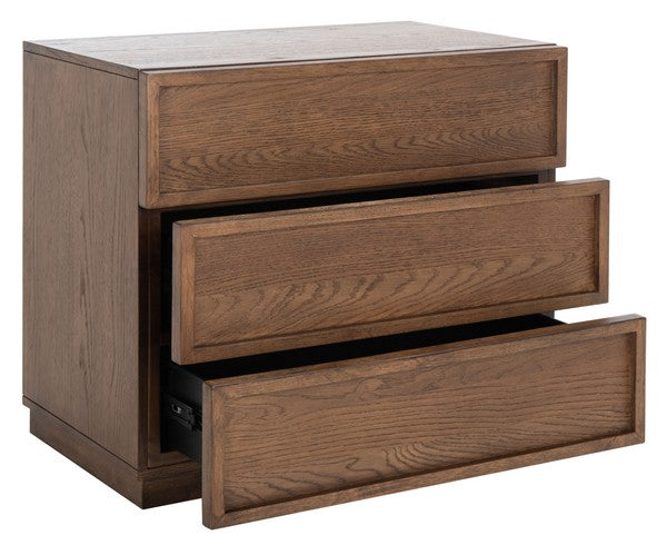 Zeus 3 Drawer Wood Chest in Medium Oak