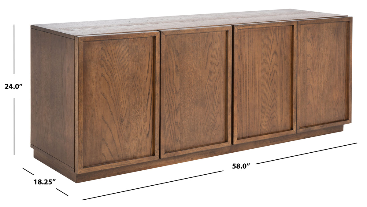 Zeus 4 Door Wood Sideboard And TV Stand in Medium Oak