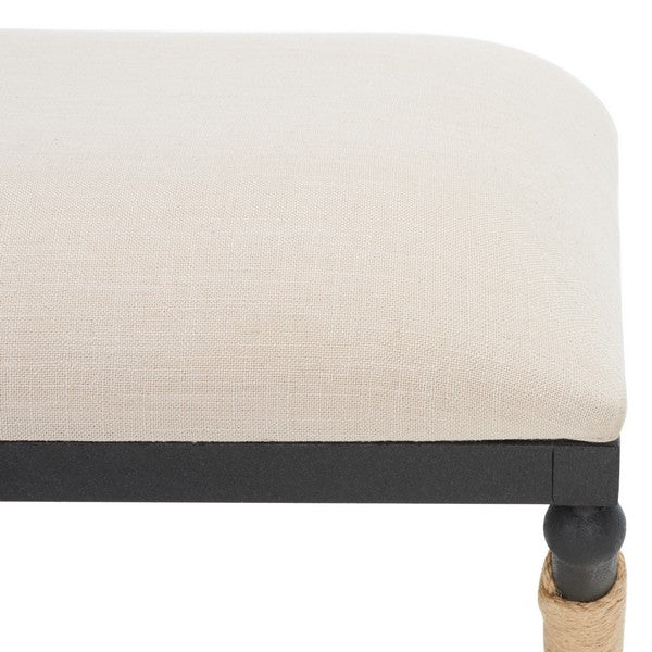 Carmelo Beige-White Hemp Wrapped Bench - The Mayfair Hall