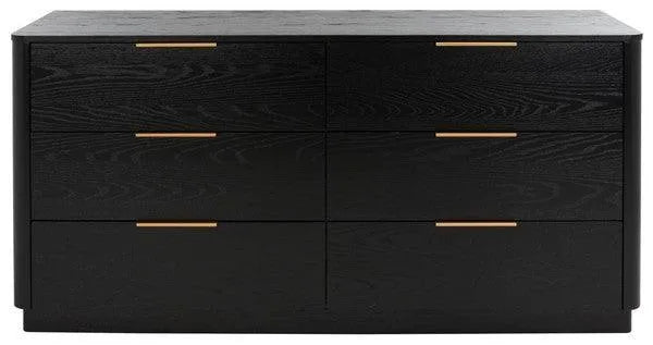 Safavieh Gabrietta Black 6-Drawer Wood Dresser