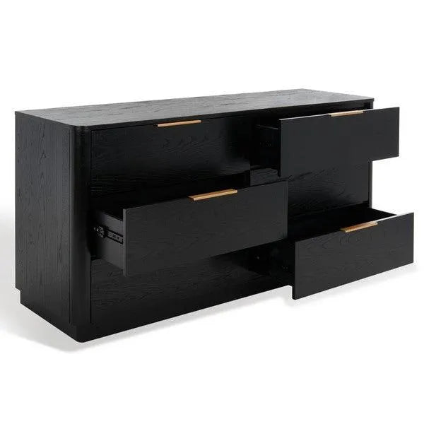 Safavieh Gabrietta Black 6-Drawer Wood Dresser