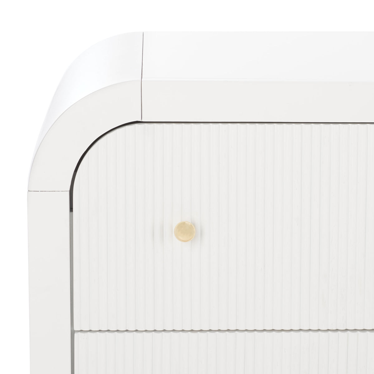Liabella 6 Drawer Curved Dresser in White and Gold