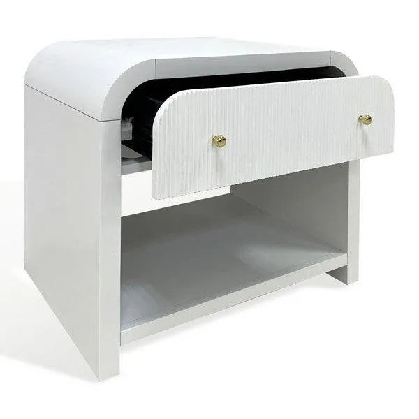 Safavieh Liabella 1 Drawer White Curved Nightstand