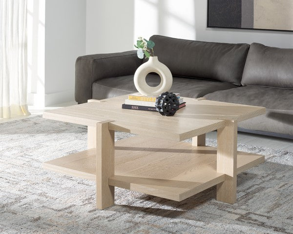 Quigley Square Wood Weathered Grey Coffee Table - The Mayfair Hall