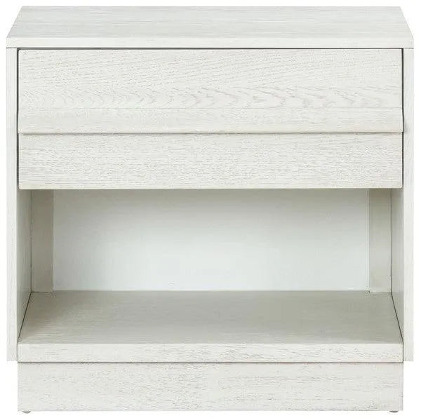 Safavieh Deirdra Rubberwood Nightstand in White Wash with 1 Drawer