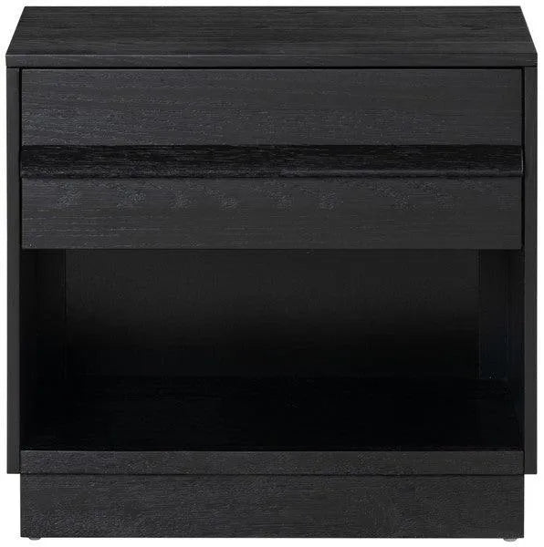 Safavieh Deirdra Rubberwood Nightstand in Black with 1 Drawer
