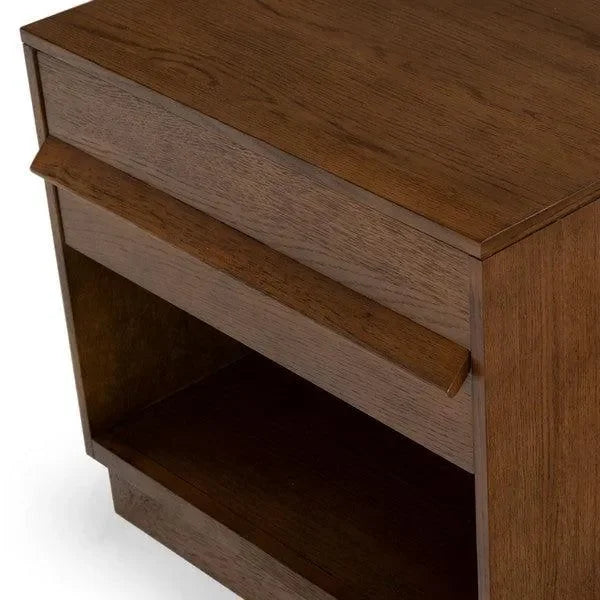 Deirdra Rubberwood Nightstand in Medium Oak - The Mayfair Hall