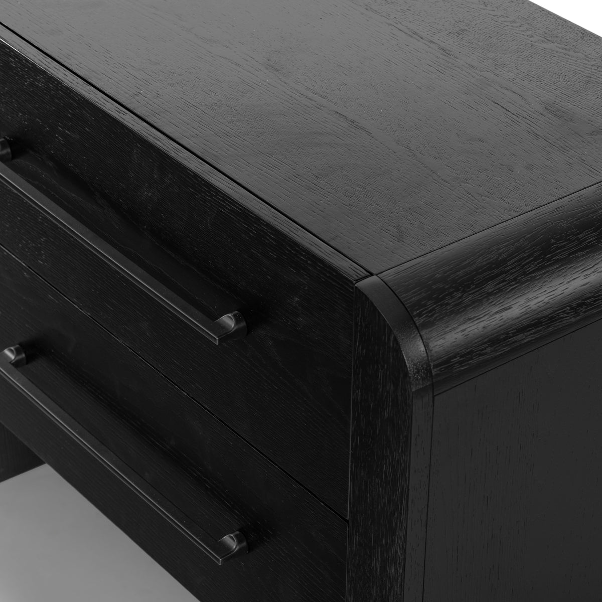 Katrina Wood 2 Drawer Nightstand in Black and Black